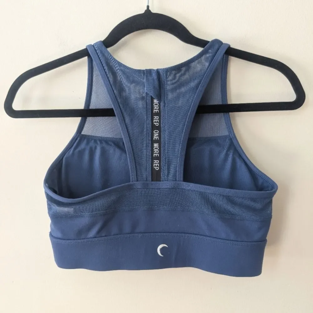 Zyia Active All Star Sports Bra Blue Size Small Workout Zip Back - Picture 4 of 6